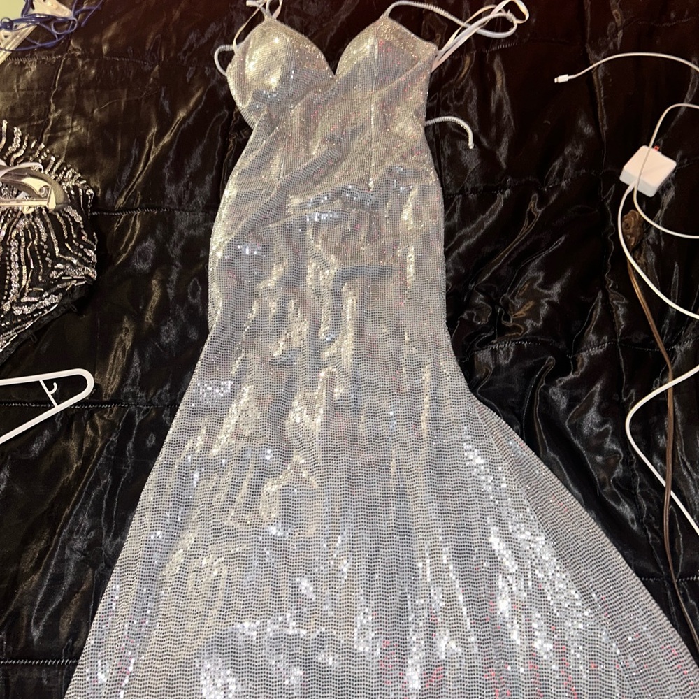 Silver/Blue Glittery Evening Gown